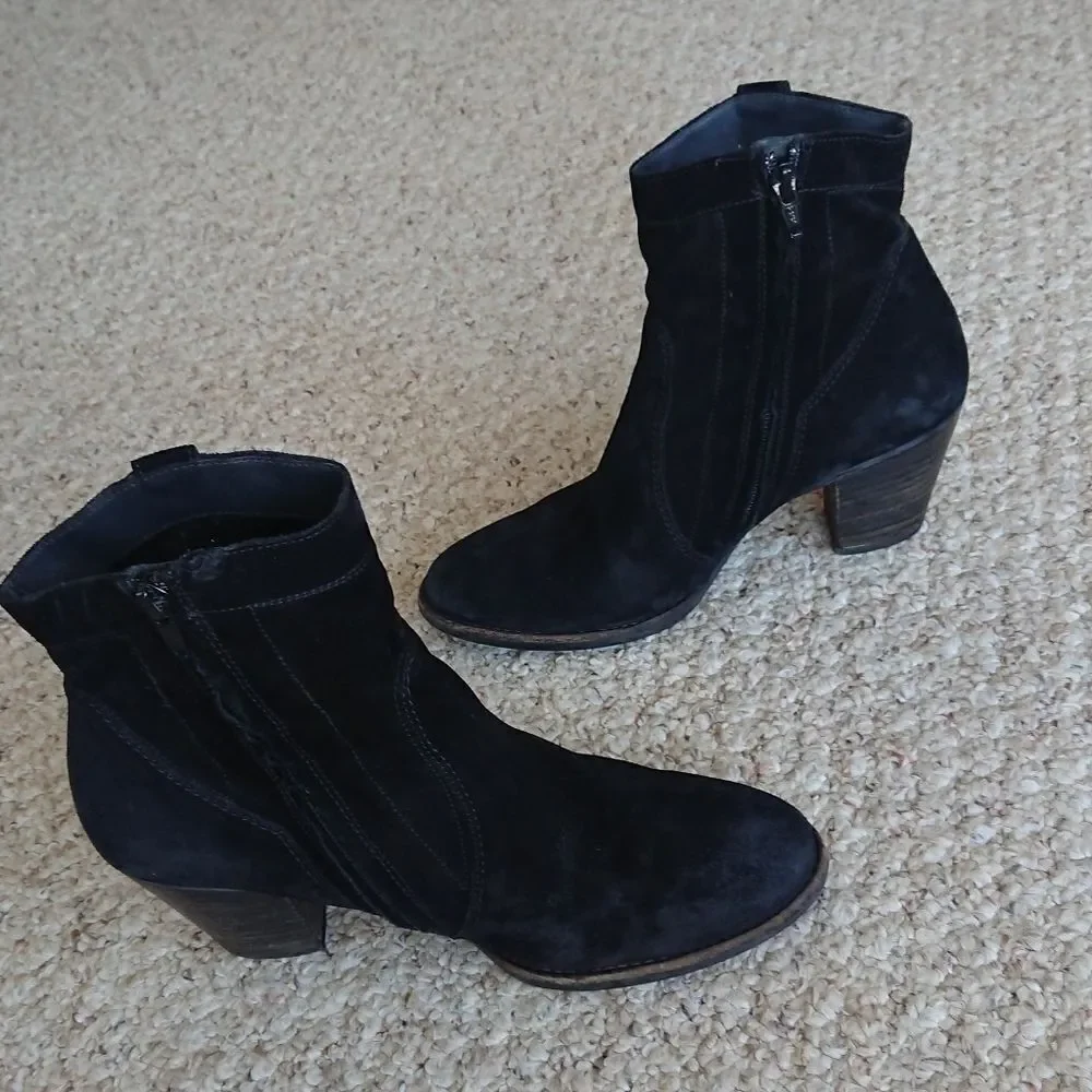 Paul Green Jax Black Suede Ankle Boots size 8.5
